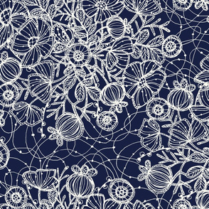 Wildflowers in Lace, Cobalt - ©Lucinda Wei