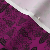 HHH1B - Small - Hand Drawn  Healing Arts Lace in Black on Purple