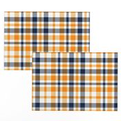 navy and orange plaid, buffalo plaid, check, tartan, 