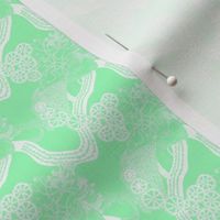 HHH2A - Small - Hand Drawn Healing Arts Lace in White on Mint Green