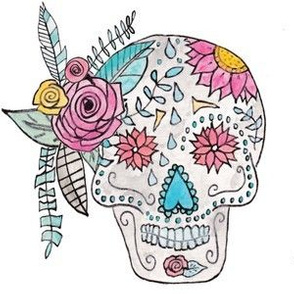 Boho Sugar Skull in Watercolor