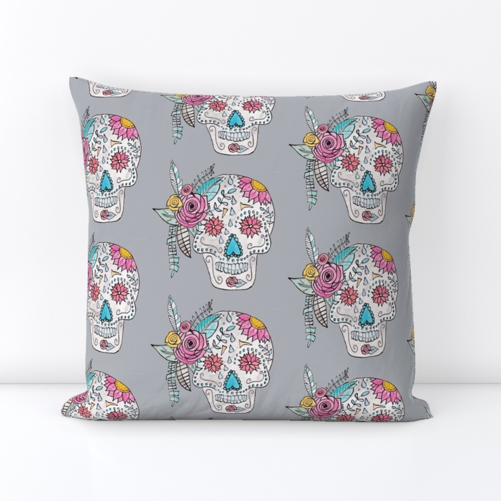 Boho Sugar Skull in Gray