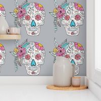 Boho Sugar Skull in Gray