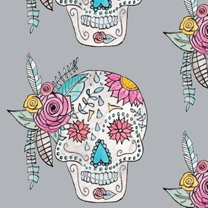 Boho Sugar Skull in Gray