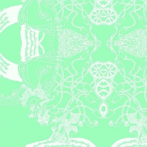 HHH2B - Large - Hand Drawn Healing Arts Lace in White on Mint Green