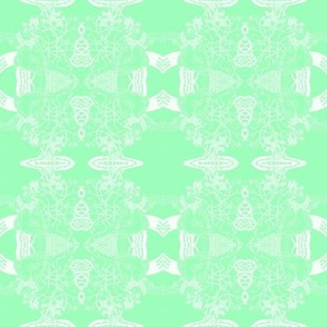 HHH2B - Small - Hand Drawn Healing Arts Lace in White on Mint Green