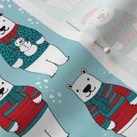 polar bears in sweaters // christmas polar bears fabric cute ugly sweater fabric cute christmas designs