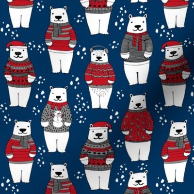 christmas polar bears // winter bear christmas fabric winter christmas fabrics cute polar bears