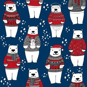 christmas polar bears // winter bear christmas fabric winter christmas fabrics cute polar bears