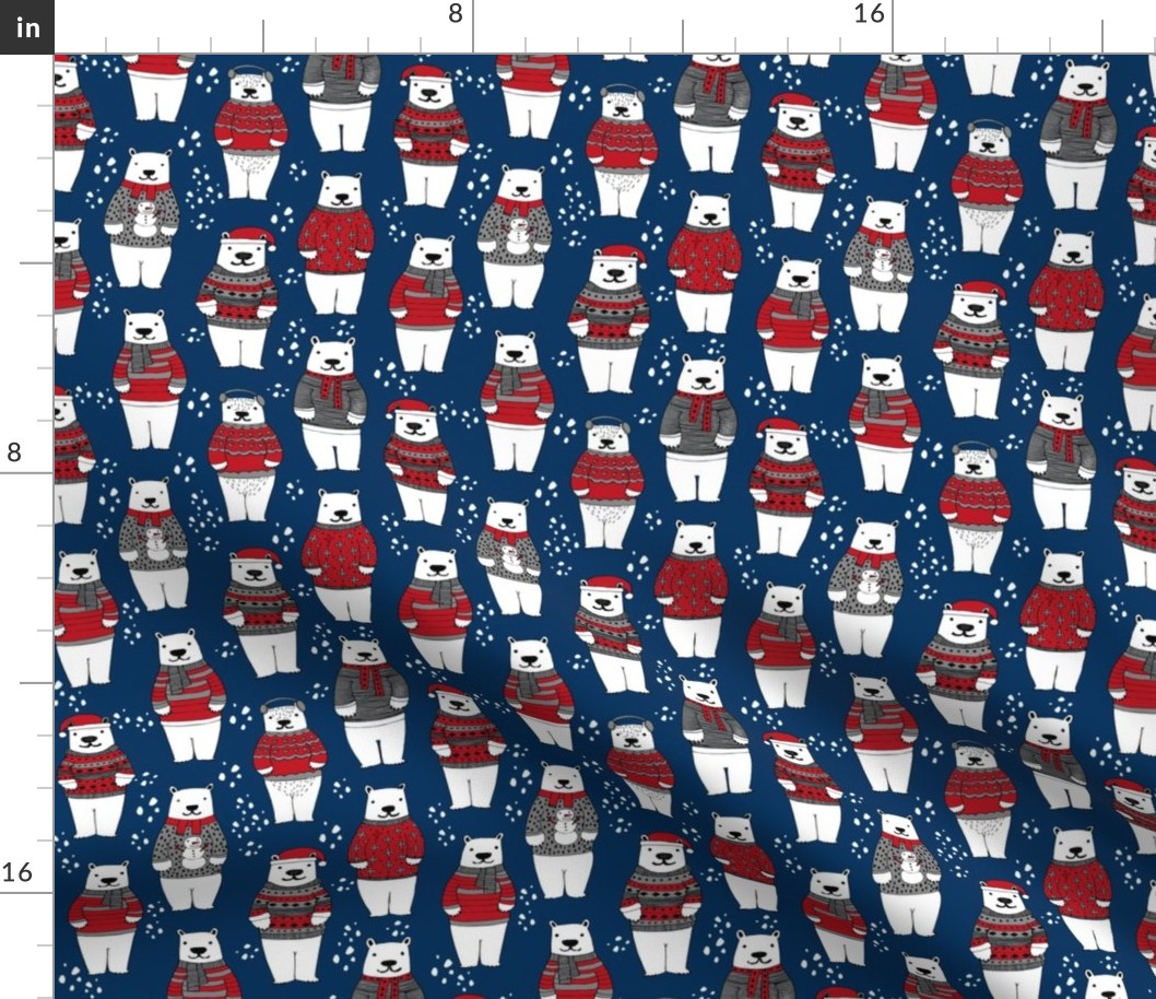 christmas polar bears // winter bear christmas fabric winter christmas fabrics cute polar bears