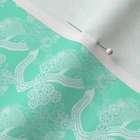 HHH4C - Small - Hand Drawn  Healing Arts Lace in Blue-green  and White