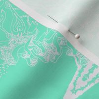 HHH4B - Large - Hand Drawn Healing Arts Lace in Aqua and White