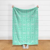 HHH4E - Large - Hand Drawn Healing Arts Lace in Aqua and White
