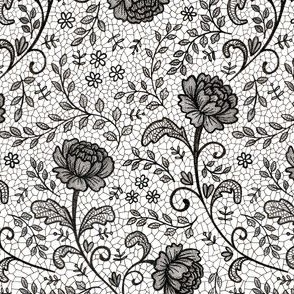 Lace full pattern - Black on White