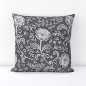 Lace full pattern - White on Charcoal