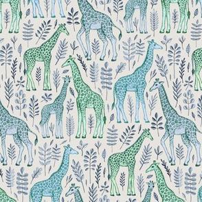 Little Giraffes in Blue and Green
