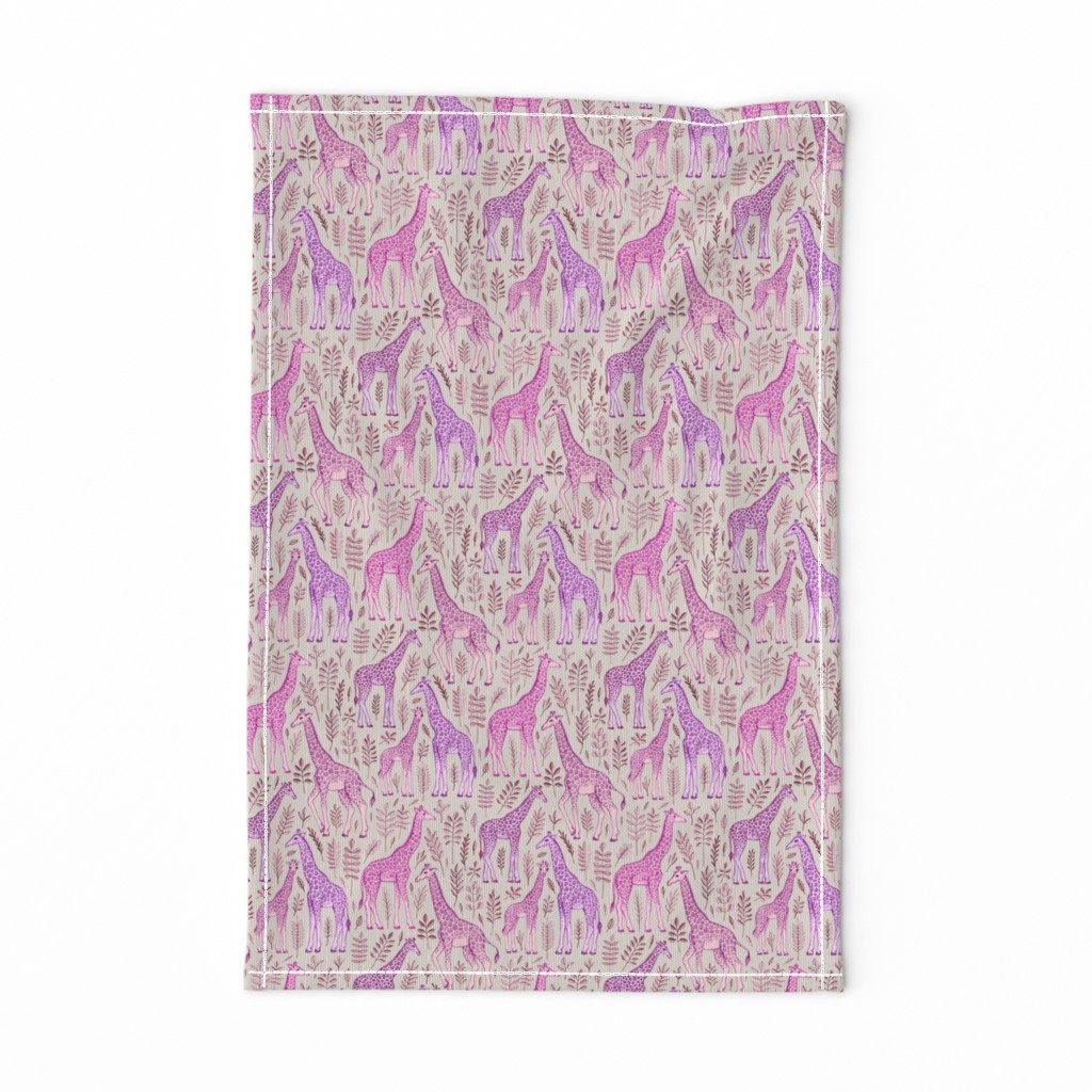 Little Giraffes in Pink and Purple on Grey