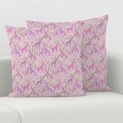 Little Giraffes in Pink and Purple on Grey