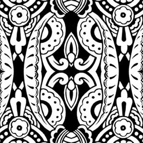 Willoughby Damask ~ Black and White