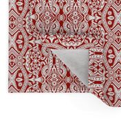 Willoughby Damask ~ Turkey Red and White 