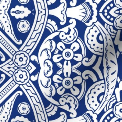 Willoughby Damask ~ Willow Ware Blue and White 