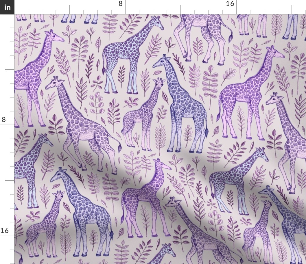 Giraffes in Purple and Grey 