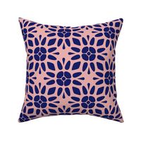 Blue Floral Geometric on Pink