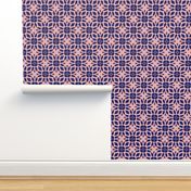 Blue Floral Geometric on Pink