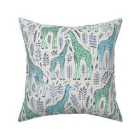 Giraffes in Blue and Green