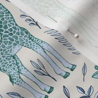 Giraffes in Blue and Green