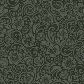 Dark Floral Olive Gray