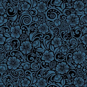 Floral Dark Steel Blue