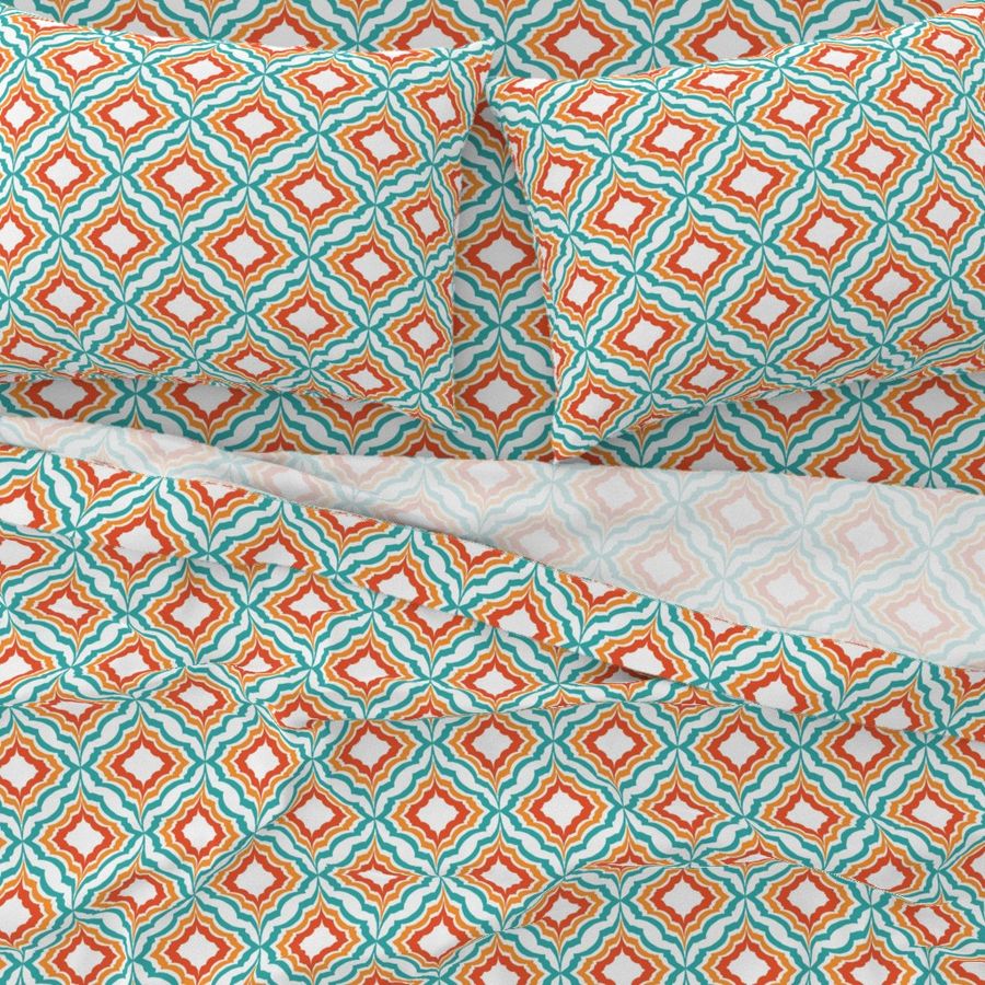 Moroccan Ogee teal & Orange