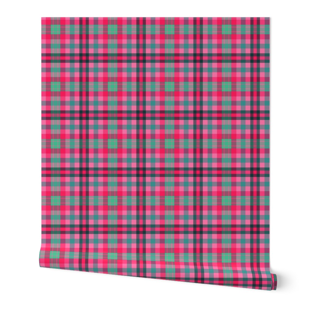 FNB3 -Mini -  Soft Spoken Christmas  Plaid in Pink - Green