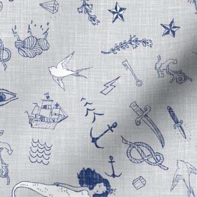 Ahoy sailor tattoos (grey linen)