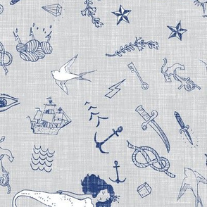 Ahoy sailor tattoos (grey linen)