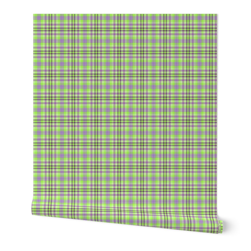 FNB2 - Mini Lime Green and Purple Pastel Plaid - 2 inch repeat