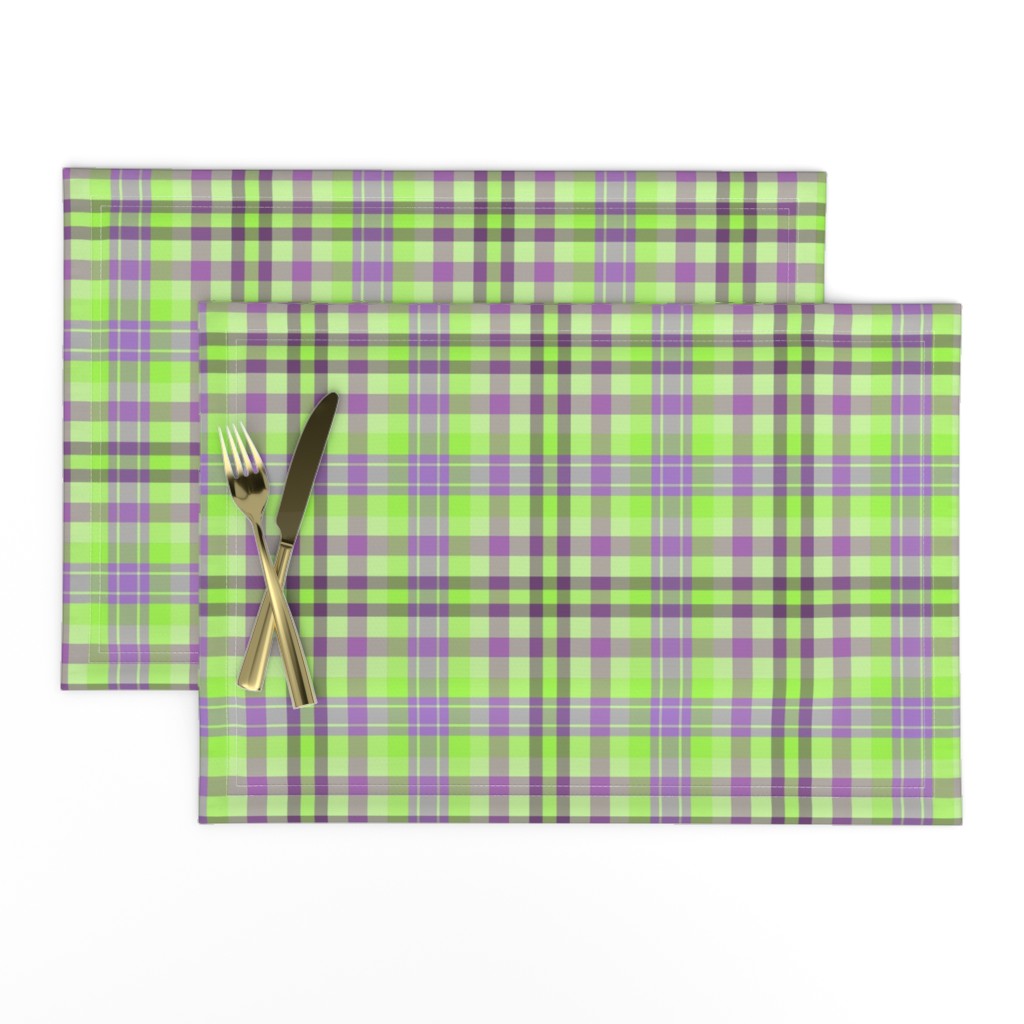 FNB2 - Lime Green and Purple Pastel Tartan  Plaid 