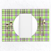 FNB2 - Lime Green and Purple Pastel Tartan  Plaid 