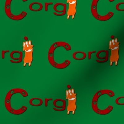 Pembroke Welsh Corgi sploot name block - Christmas