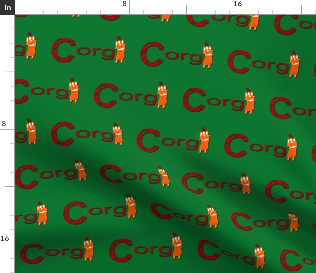 Pembroke Welsh Corgi sploot name block - Christmas