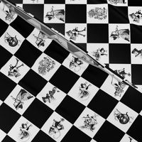 Alice Black and White on Checkerboard