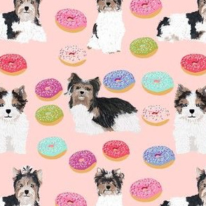Biewer Terrier christmas donuts fabric cute pink donuts fabric cute girls sweet dogs fabric