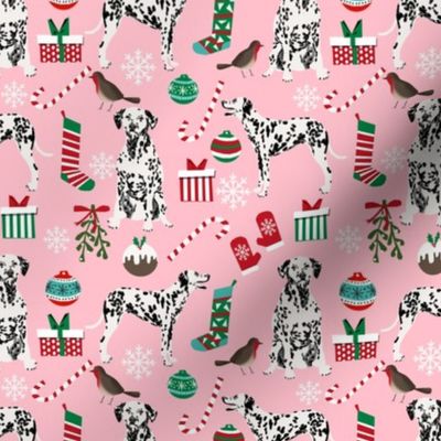 dalmatian pink christmas fabric cute  christmas fabrics xmas holiday xmas dog dalmatians