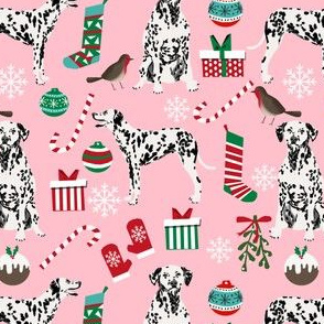 dalmatian pink christmas fabric cute  christmas fabrics xmas holiday xmas dog dalmatians