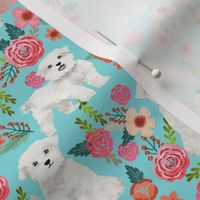 maltese florals fabric cute maltese dog florals vintage style dog flowers maltese toy breeds fabric