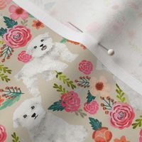 maltese dog florals fabric cute toy breed fabrics toy dogs design maltese dogs fabric