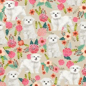 maltese dog florals fabric cute toy breed fabrics toy dogs design maltese dogs fabric