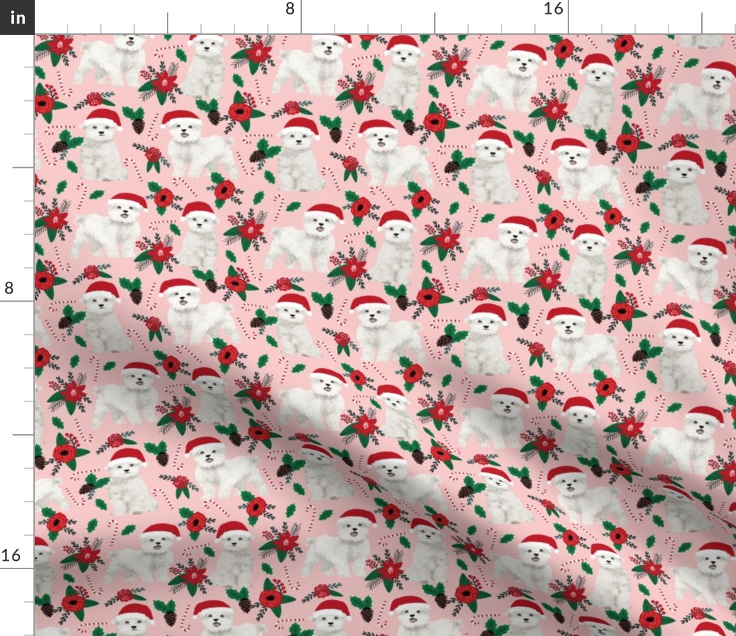 maltese dog poinsettia fabric cute christmas dogs fabric cute xmas holiday maltese toy breeds dog fabric cute dogs design