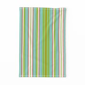 Chili Pepper Stripes, turquoise, green, coral, white